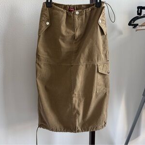 STAUD tan cargo maxi skirt